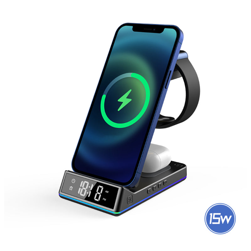 WLC-M001-XS 6-in-1 Wireless Charging Stand With Lighting Cable and USB/A Output