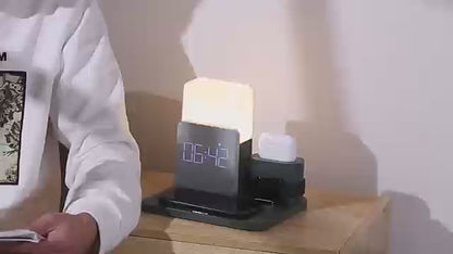 WLC-L038-SM 5-in-1 Wireless Charging Station with LED Lamp & Alarm Clock