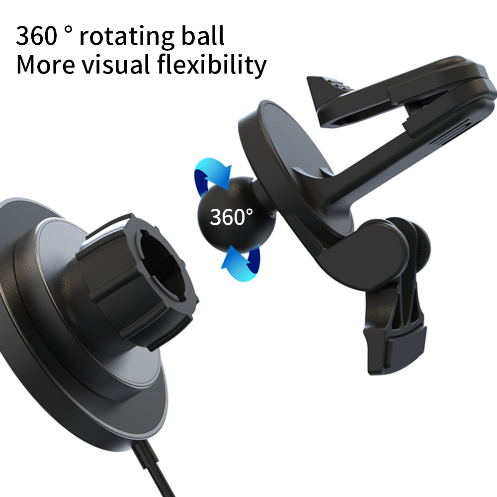 WLC-C025-HY 2-in-1 15W Fast Wireless Magnetic Car Charger