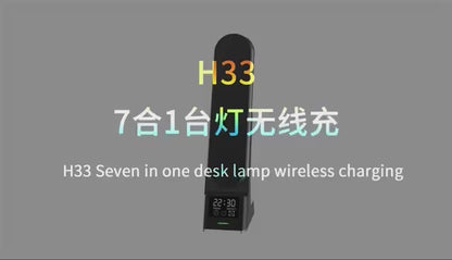 WLC-L015-HY 7-in-1 Wireless Charging Station with Desk Lamp & Alarm Clock