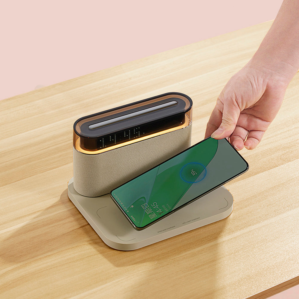 WLC-SL021-SM 4-in-1 Wireless Charging Station with LED Lamp & Speaker