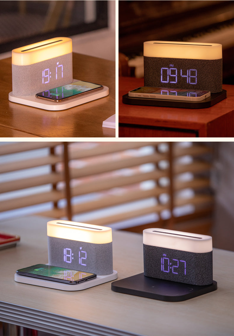 WLC-SL021-SM 4-in-1 Wireless Charging Station with LED Lamp & Speaker