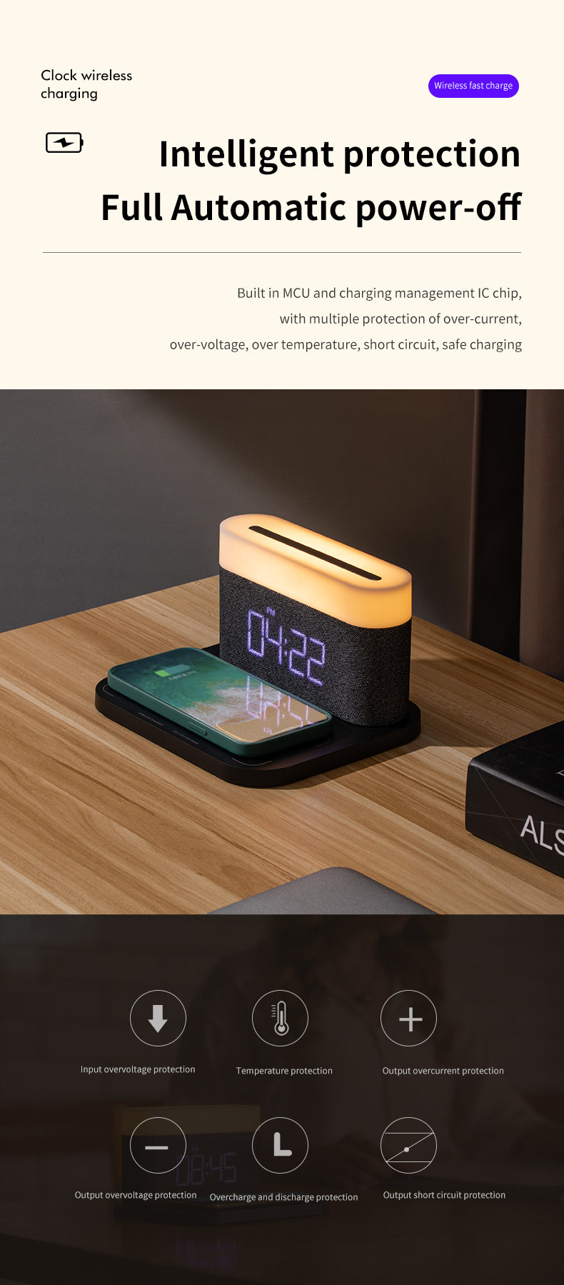 WLC-SL021-SM 4-in-1 Wireless Charging Station with LED Lamp & Speaker