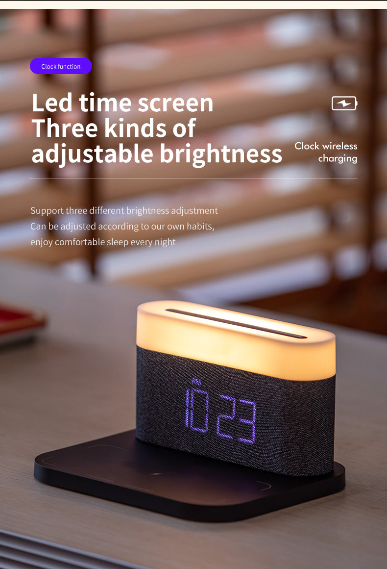 WLC-SL021-SM 4-in-1 Wireless Charging Station with LED Lamp & Speaker