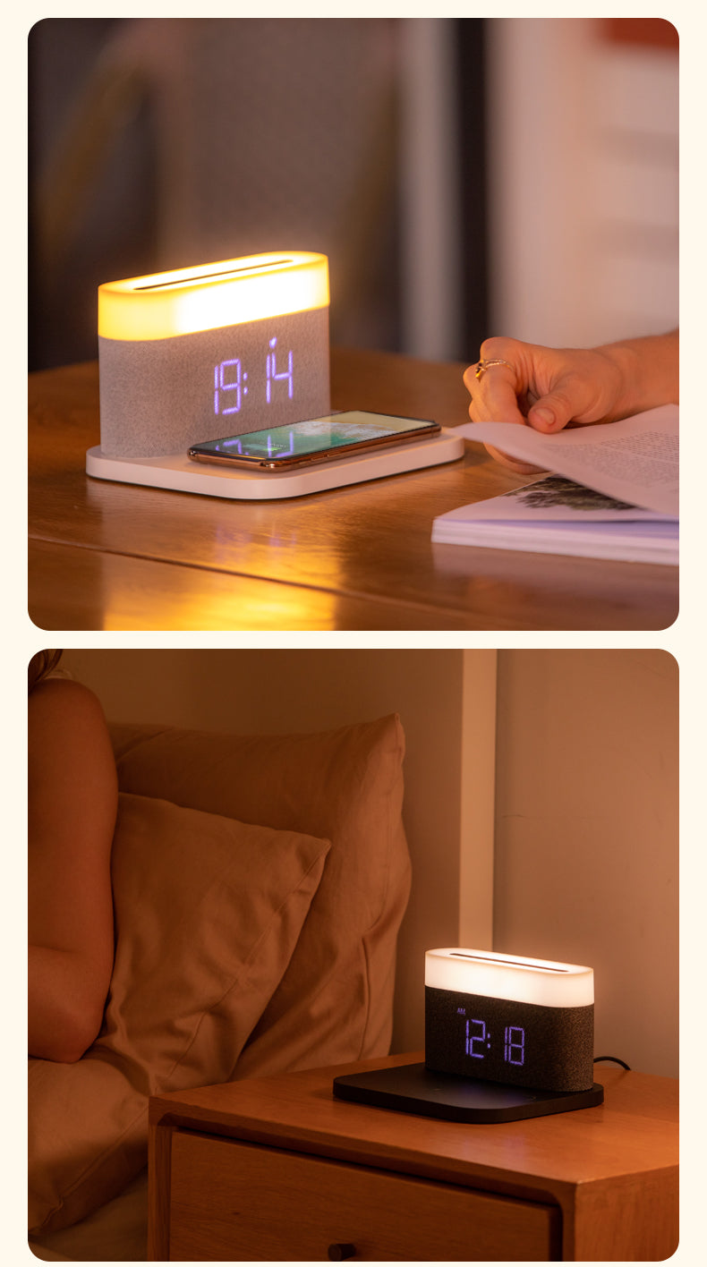 WLC-SL021-SM 4-in-1 Wireless Charging Station with LED Lamp & Speaker