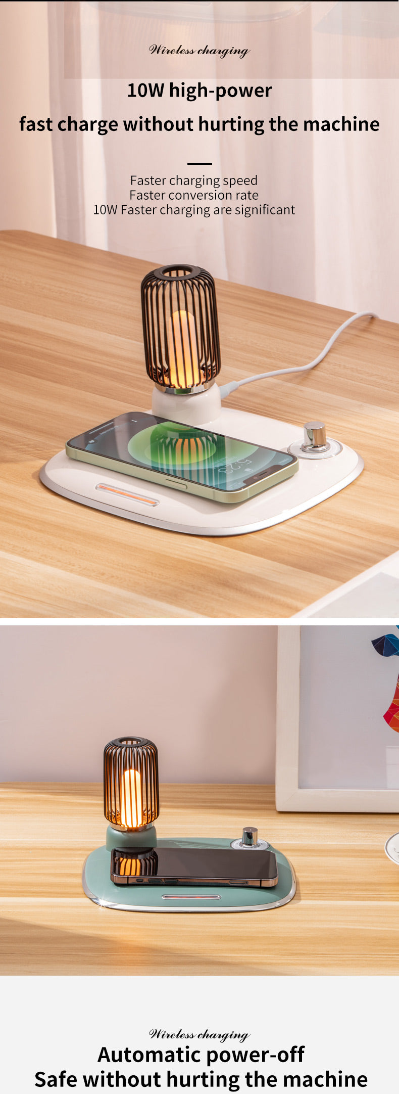 WLC-L039-SM 2-in-1 Galaxy Wireless Charging Station with LED Lamp