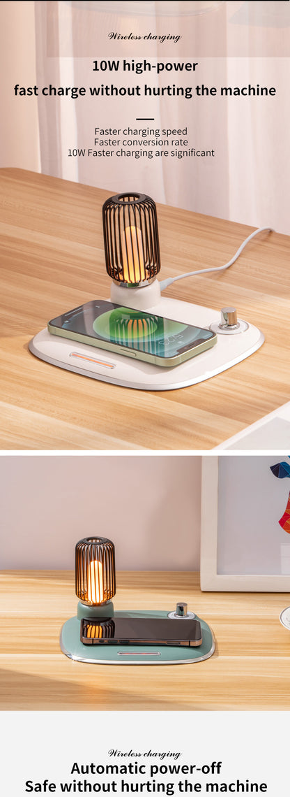 WLC-L039-SM 2-in-1 Galaxy Wireless Charging Station with LED Lamp
