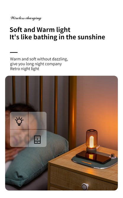 WLC-L039-SM 2-in-1 Galaxy Wireless Charging Station with LED Lamp