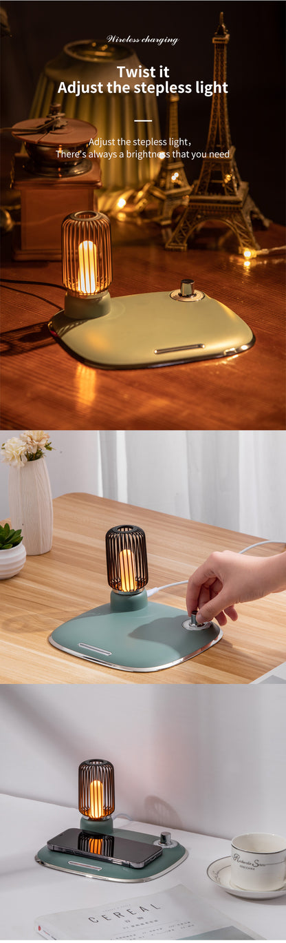 WLC-L039-SM 2-in-1 Galaxy Wireless Charging Station with LED Lamp