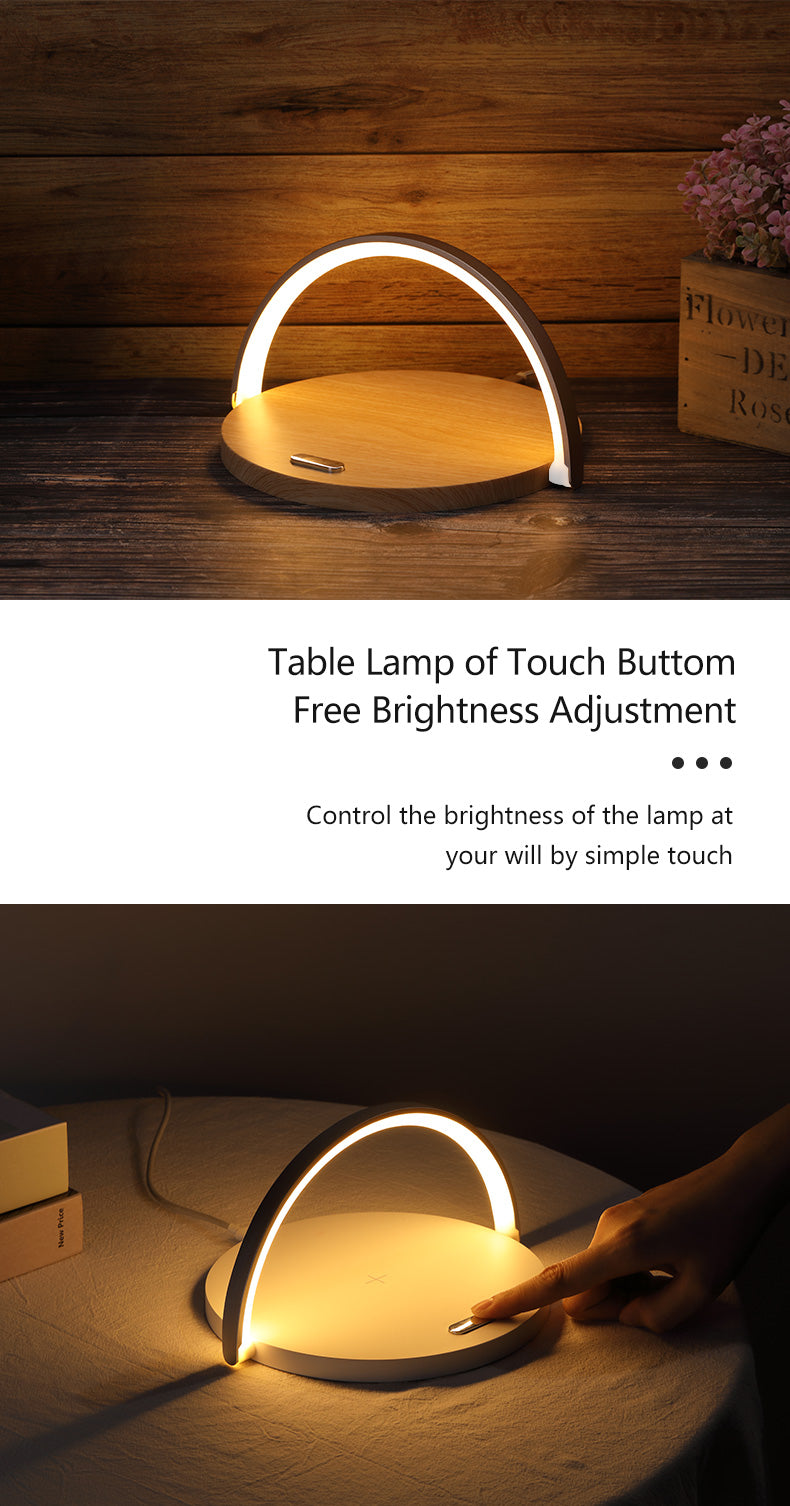 WLC-L037-SM 2-in-1 Wireless Charging Station with LED Lamp