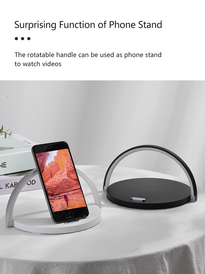 WLC-L037-SM 2-in-1 Wireless Charging Station with LED Lamp