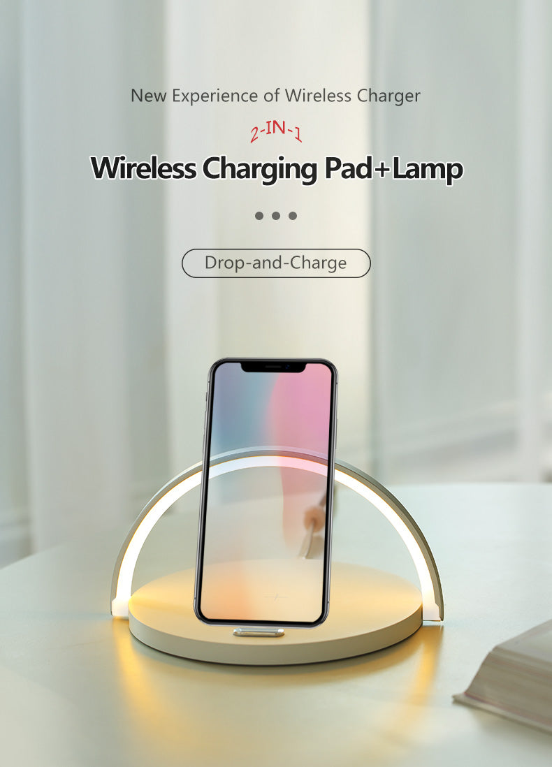 WLC-L037-SM 2-in-1 Wireless Charging Station with LED Lamp