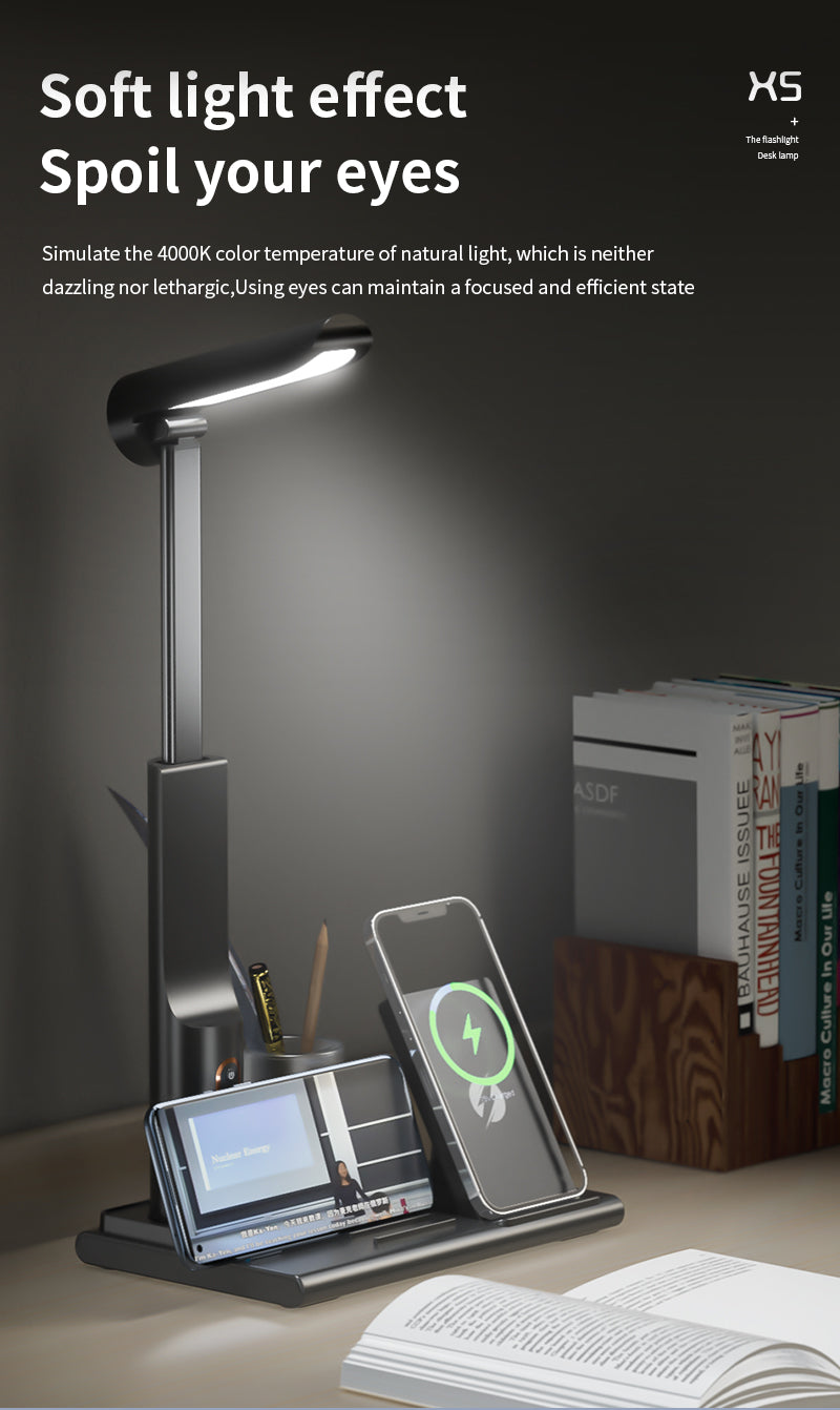 Desk lamp with on sale wireless charging station