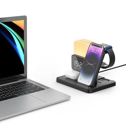 WLC-L018-AD 5-in-1 Wireless Charging Station with Night Light & Alarm Clock
