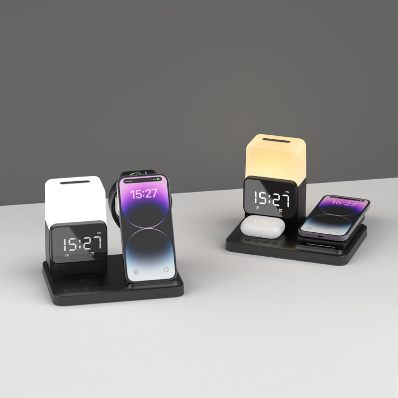 WLC-L018-AD 5-in-1 Wireless Charging Station with Night Light & Alarm Clock