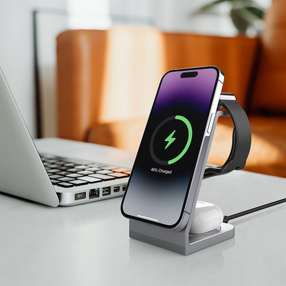 WLC-M016-HY 6-in-1 Magnetic Fast Wireless Charger Station With Alarm Clock