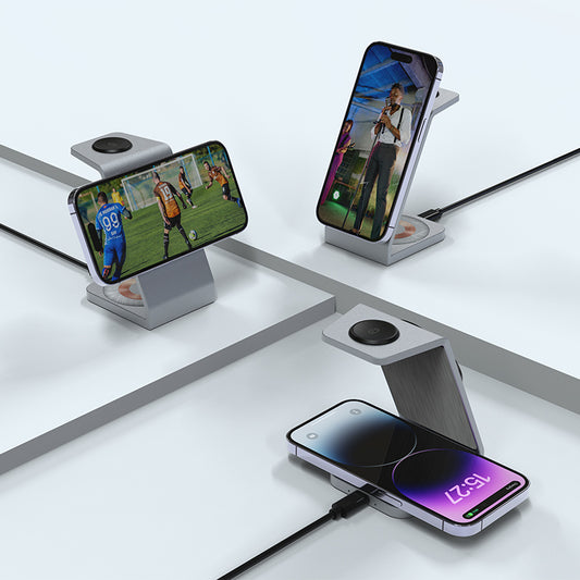 WLC-M016-HY 6-in-1 Magnetic Fast Wireless Charger Station With Alarm Clock