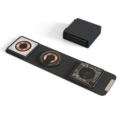 WLC-M006-AD 3-in-1 Unique Portable Ultra-thin Magnetic Foldable Fast Wireless Charger Tray