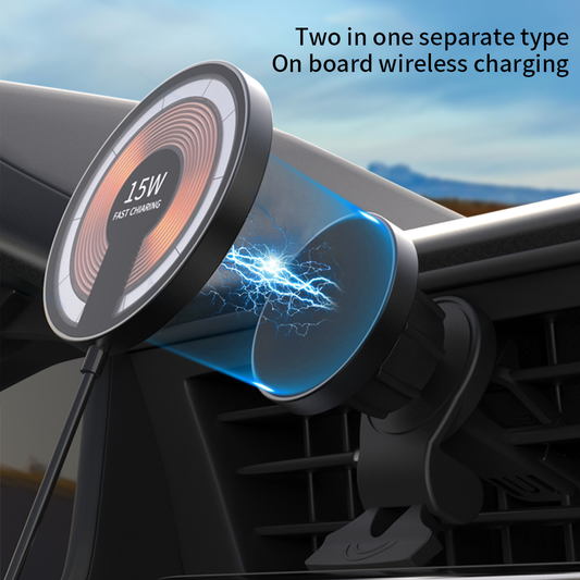 WLC-C025-HY 2-in-1 15W Fast Wireless Magnetic Car Charger