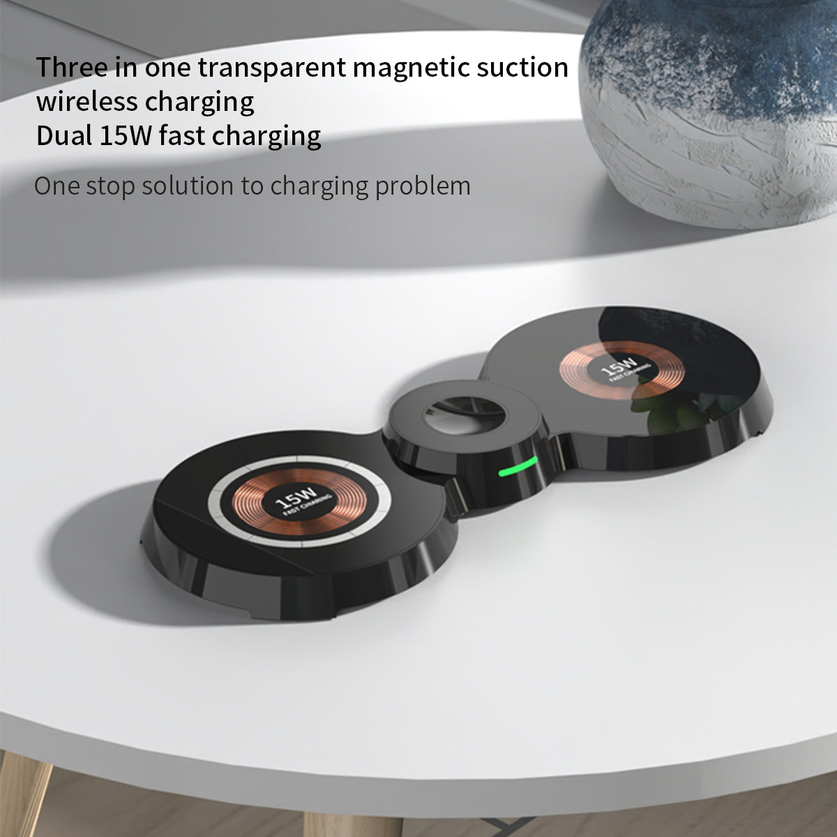WLC-M002-HY 3-in-1 Unique Ultra-thin Magnetic Wireless Charger Tray