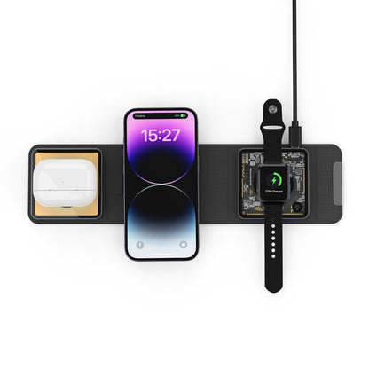 WLC-M006-AD 3-in-1 Unique Portable Ultra-thin Magnetic Foldable Fast Wireless Charger Tray