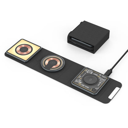 WLC-M006-AD 3-in-1 Unique Portable Ultra-thin Magnetic Foldable Fast Wireless Charger Tray