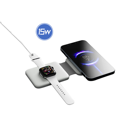 WLC-M008-AD 3-in-1 Portable Ultra-thin Magnetic Foldable Fast Wireless Charger Pad
